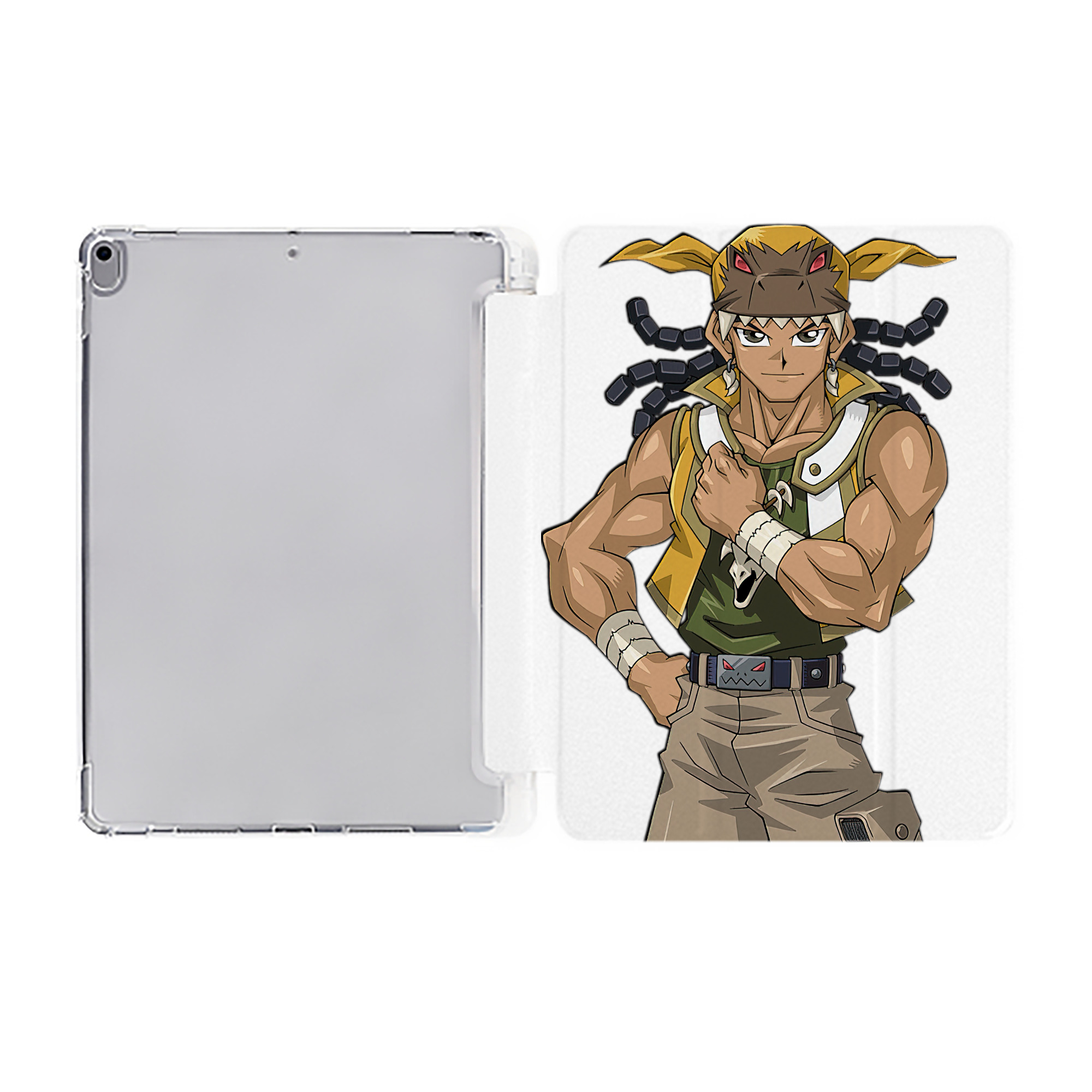 （画像用） 遊☆戯☆王 Yu-Gi-Oh! IPad ケース ペン収納付き 三つ折りスタンド PUレザー×シリコン 対応機種9.5/10.5/10.9インチ